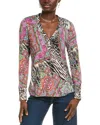 Johnny Was Janie Favorite Henley Top In Paisley Tie In Pink