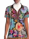 Johnny Was Janie Short Sleeves Swing Polo In Caetana Print In Multi