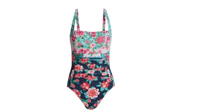 Johnny Was Japer Ruched One Piece Swimsuit Floral Print Swimsuit In Multi