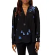 Johnny Was Jazmine Ruffle Yoke Blouse In Blk In Black