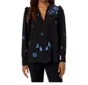 Johnny Was Jazmine Ruffle Yoke Blouse In Blk In Multi