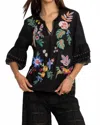 Johnny Was Jeanette Ruffle Sleeve Blouse In Black In Black