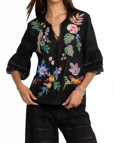 Johnny Was Jeanette Ruffle Sleeve Blouse In Black