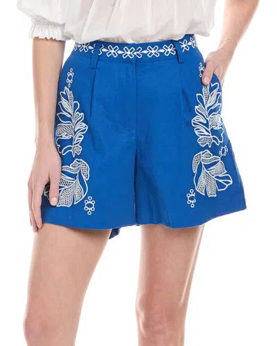 Johnny Was Jenah Linen-blend Short In Blue