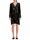 Johnny Was Kimono Sleeve Relaxed Silk-blend Shift Dress In Black