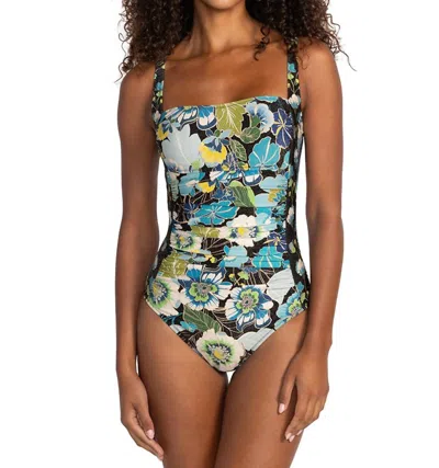 JOHNNY WAS JENN RUCHED ONE PIECE SWIMSUIT IN MULTI FLORAL