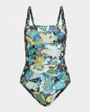 Johnny Was Jenn Ruched One-piece Swimsuit In Jenn Glittery