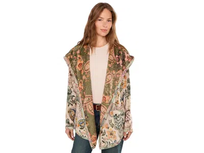 Johnny Was Joan Sherpa Jacket (reversible) Women's Sweater Solana Scarf: 2xl, Polyester In Gold