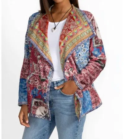 Johnny Was Joan Wrap Binded Sherpa Jacket In Mayborn Scarf In Red