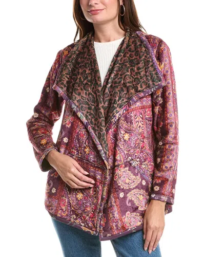Johnny Was Joan Wrap Binded Sherpa Reversible Jacket In Purple
