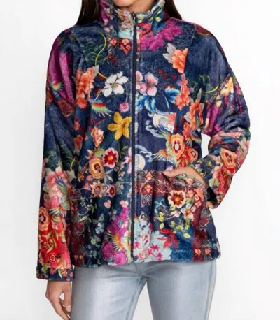 Johnny Was Joan Zip Sherpa Jacket -plus In Dreamer Blu