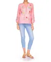 JOHNNY WAS JOELE RUFFLE FIELD BLOUSE IN CORAL SUNSET