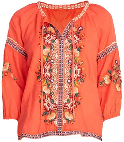 Johnny Was Juliene Candy Land Peasant Blouse In Pink