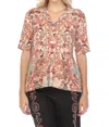 Johnny Was Jungle Paisley Short Sleeve Polo Swing Tee In Multi