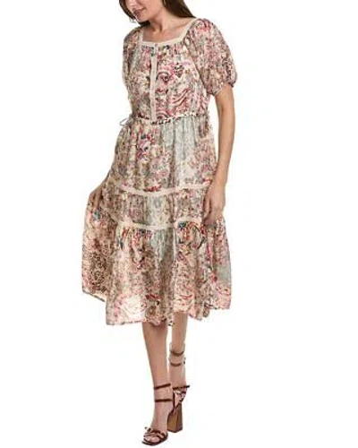 Pre-owned Johnny Was Jungle Paisley Zenovia Silk Midi Dress Women's In Mti  Multi