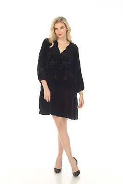 Pre-owned Johnny Was Jwla Black Ivey Velvet Field Embroidered Tiered Dress Boho Chic J3922 In Multicolor