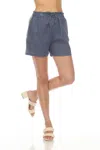 Johnny Was Jwla Blue Patched Ikat Linen Paperbag Shorts In Blue