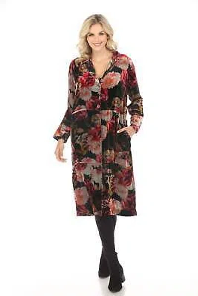 Pre-owned Johnny Was Jwla Rosa Velvet Duster Coat Boho Chic J49123-o In Multicolor
