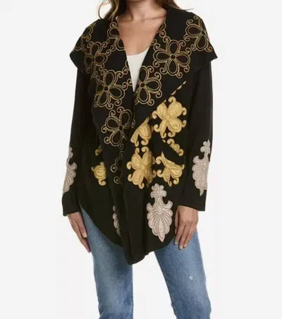 Johnny Was Kaia Applique Short Hoodie In Black