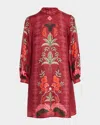 Johnny Was Kalova Printed Mock-neck Tunic Dress In Red