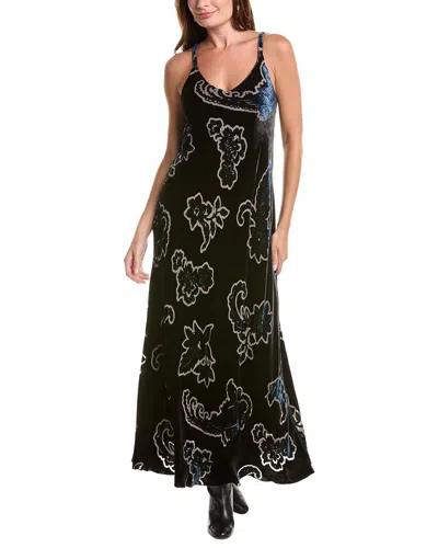 Johnny Was Kanako Burnout Silk-blend Maxi Dress In Black
