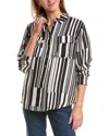 Johnny Was Kassie Double Pocket Silk Shirt In Beige