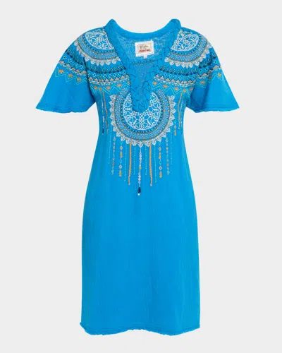 Johnny Was Kastoria Embroidered Cotton Gauze Dress