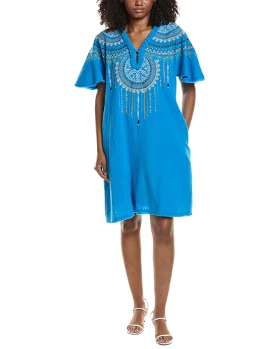 Johnny Was Kastoria Gauze Mini Dress In Blue