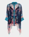 Johnny Was Katia Floral-print Silk Chiffon Blouse In Multi