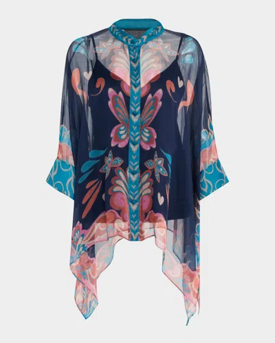 Johnny Was Katia Floral-print Silk Chiffon Blouse In Multi