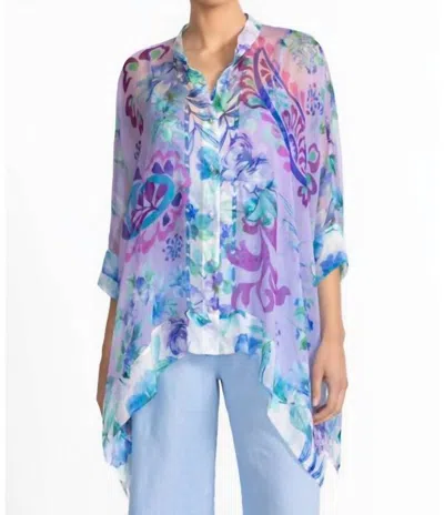 Johnny Was Katia Oversized Contrast Blouse In Rose Of Sharon In Animal Print