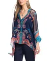 Johnny Was Katia Silk Blouse In Blue