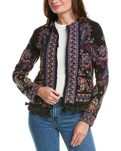 Johnny Was Katiuska Short Fringe Jacket In Black