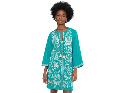 Johnny Was Kimono Sleeve Relaxed Dress (slip) In Blue