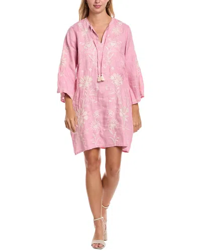 Johnny Was Kimono Sleeve Relaxed Linen Shift Dress In Pink