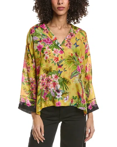 Johnny Was Koa Silk Blouse In Yellow
