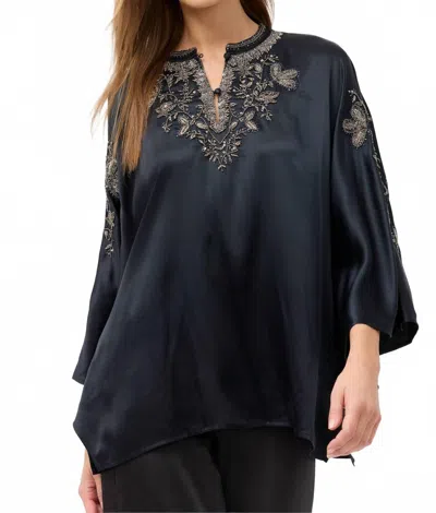 Johnny Was La Jolla Kaftan Top In Black In Blue