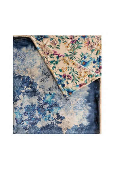 Johnny Was Lace Laurel Canyon Cozy Blanket In Denim In Multi