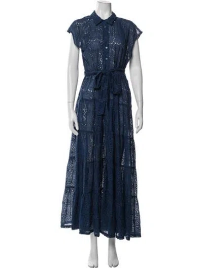 Pre-owned Johnny Was Lace Pattern Long Dress In Blue