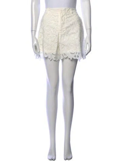 Pre-owned Johnny Was Lace Pattern Mini Shorts In White