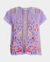 Johnny Was Bougainville Lafaret Blouse In Purple In Bougainvillea