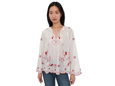 Johnny Was Laney Scallop Blouse In Burgundy