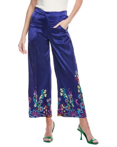 Johnny Was Lauchlen Silk-blend Pant In Blue
