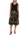 Johnny Was Leanna Tiered Dress With Slip In Black In Black
