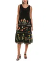 Johnny Was Leanna Tiered Dress With Slip In Black In Black