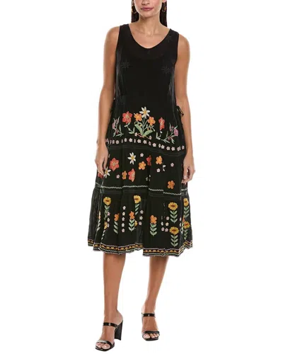 Johnny Was Leanna Tiered Dress With Slip In Black