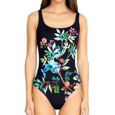 Johnny Was Lei Floral Tank Suit In Black