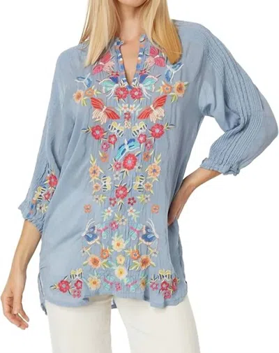 Johnny Was Leona Tunic Top In Fog In Blue