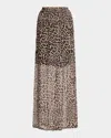 Johnny Was Leopard-print Mesh Maxi Skirt In Brown