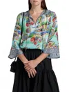Johnny Was Lepin Flowy Blouse In Christy In Green